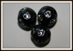 Perle ronde noire motif argent