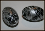 Perle ovale (grande) argent/noir projection blanc