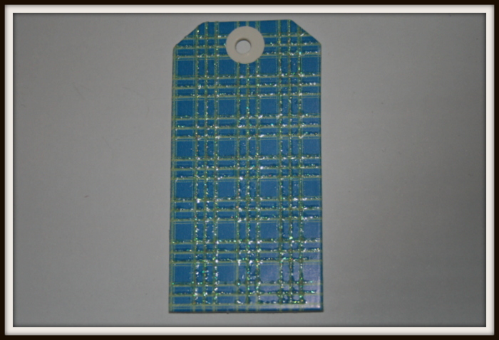 Etiquette cartonnée bleu et vert 7,5cm