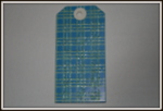 Etiquette cartonnée bleu et vert 7,5cm